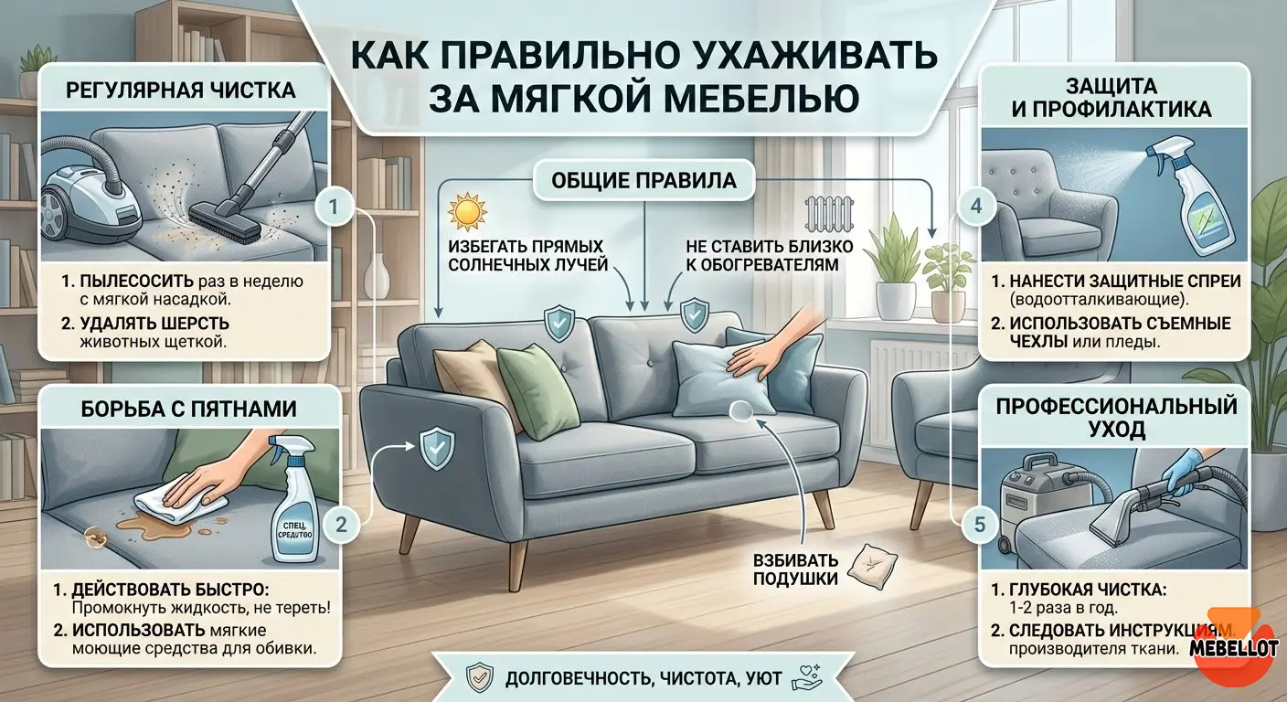 Как правильно ухаживать за мягкой мебелью