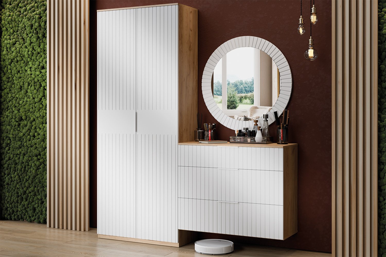 Прихожая с круглым зеркалом Хилтон