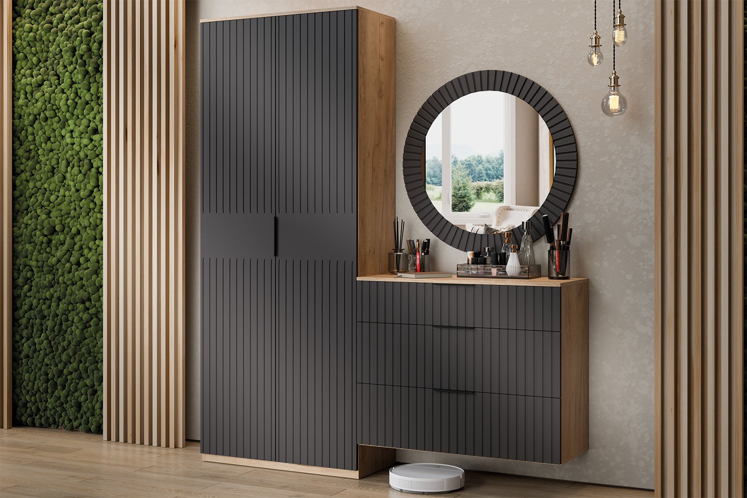 Прихожая с круглым зеркалом Хилтон