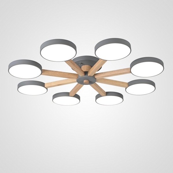 Люстра потолочная с пультом на 8 лампочек LED на штанге с пультом Turna 8 Gray By ImperiumLoft Turna01 (Умный дом, Алиса) 178342-26