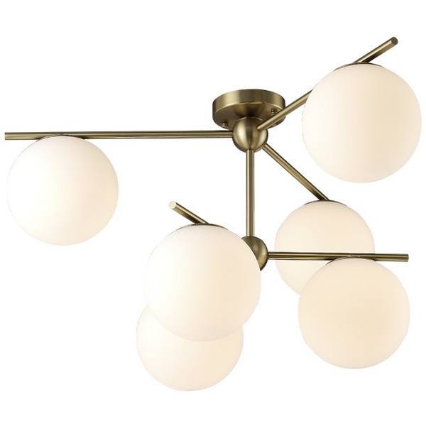 Потолочная люстра молекулы на штанге Crystal Lux FELIZ FELIZ SP-PL6 BRONZE/WHITE