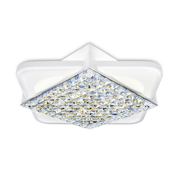 Потолочная люстра с квадратным плафоном светодиодная с пультом, регулировкой яркости, цветовой температуры и ночным режимом Ambrella Acrylica FA124