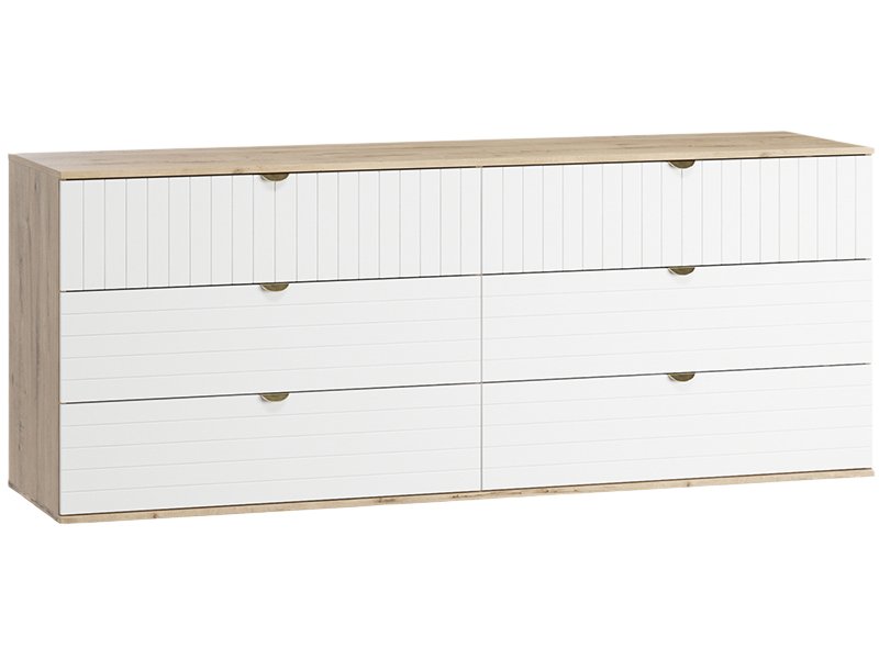 Комод Монблан 185x76 Линии Белый/Дуб Ирландский