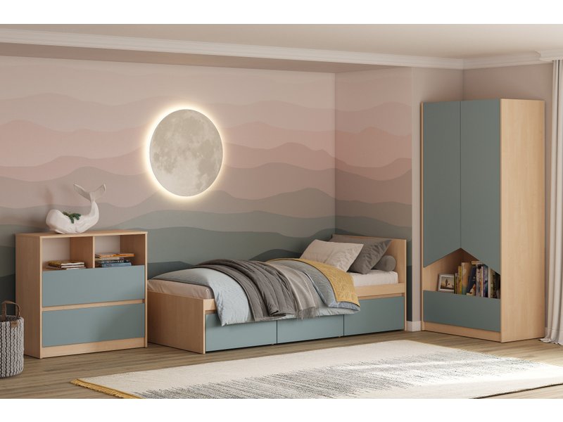 Модульная детская Пенни 3 Береза/Серо-зеленый