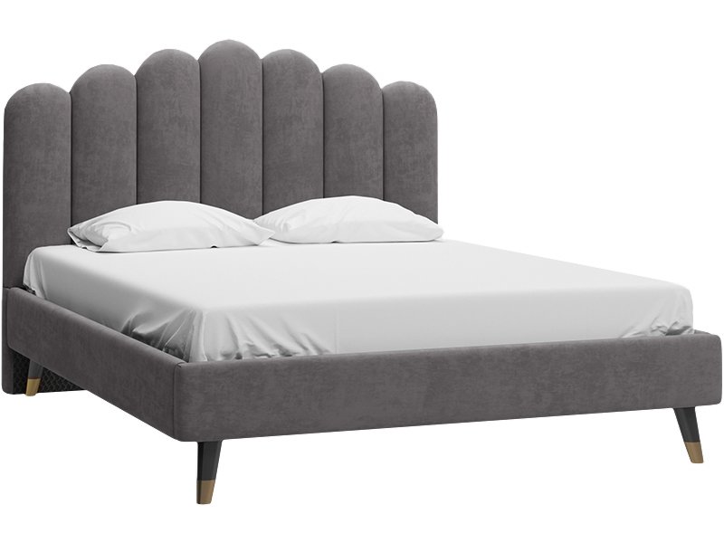 Кровать Лиель 160 Велюр Серый
