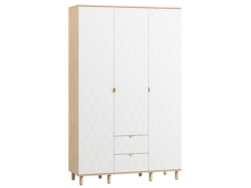 Распашной шкаф Теджонс 3-139x224 Ромб Белый/Дуб Ирландский