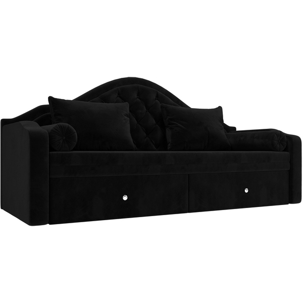 Прямой диван софа Сойер (велюр черный) Лига Диванов 100579