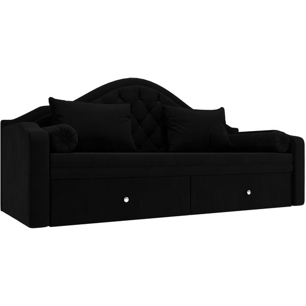 Прямой диван софа Сойер (микровельвет черный) Лига Диванов 100572