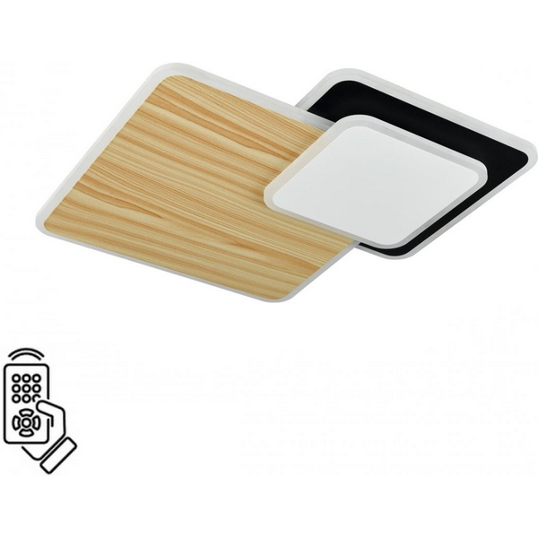 Люстра потолочная накладная с пультом ду Sonex Pine 7737/60L металл/акрил/белый/под дерево/черный LED 60Вт 3000-6000К 440x440