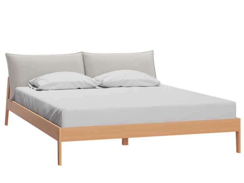 Кровать Эвелен-Натуральный 160 Велюр Светло-серый