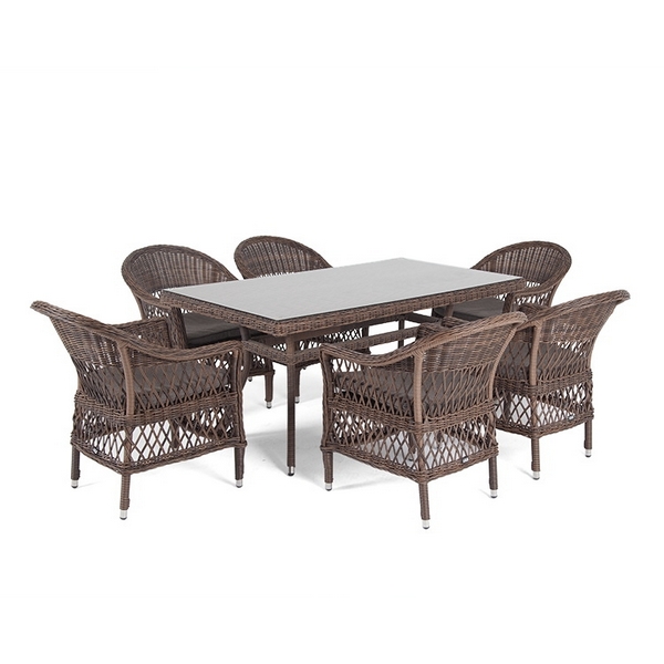 Обеденная группа из искусственного ротанга на 6 персоны, цвет коричневый 4SIS Амароне AmC6T-7-SET brown