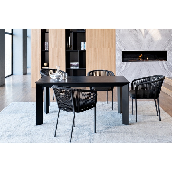 Обеденная группа на 4 персоны со стульями Марсель, каркас темно-серый, роуп темно-серый 4SIS Венето VEN-CM4T1-5-SET D-gray