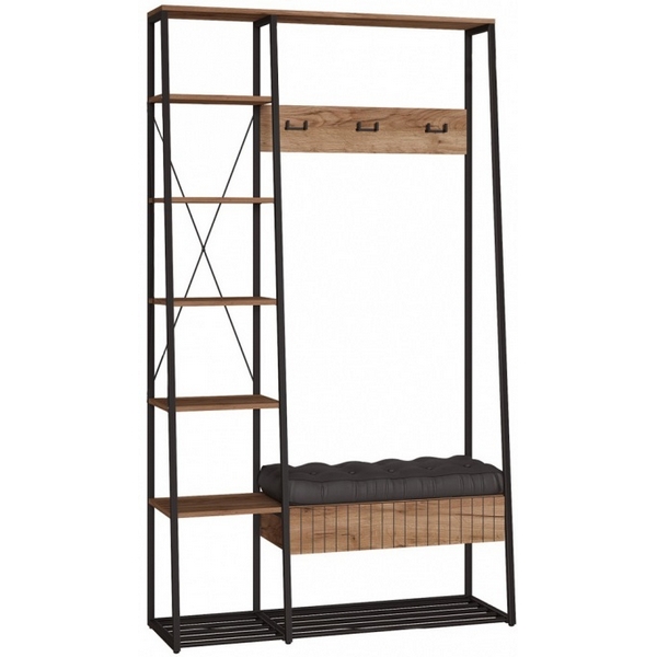 Готовая прихожая Mobi Гранд 15.124 дуб крафт табачный / кожзам HOLST Black 535380