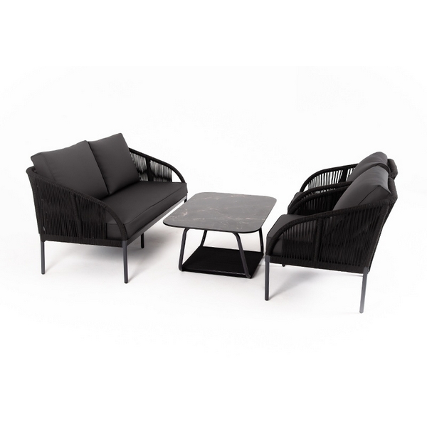 Лаунж-зона 4-местная плетеная из роупа (веревки), цвет темно-серый 4SIS Канны KANS2C2T-4-SET D-gray