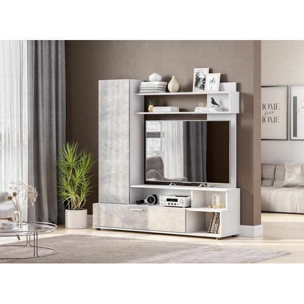 Готовая гостиная Woodville Nigel белый / цемент светлый 499621