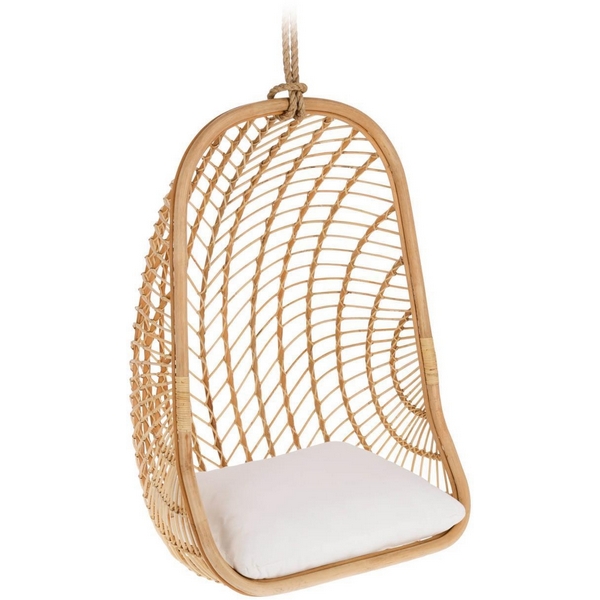 Кресло подвесное на стойке La Forma (ex Julia Grup) Ekaterina (Белый/ Ротанг,Акрил,Веревка,Пена)