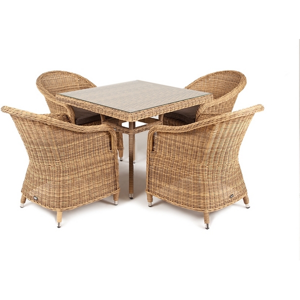 Обеденная группа из искусственного ротанга, цвет соломенный 4SIS Фредо FC4T-5-SET