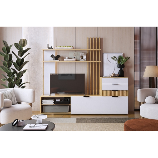 Гостиная Бери К3, цвет дуб крафт золотой/белое дерево Mebelson (арт.ГК03Бери.2563)