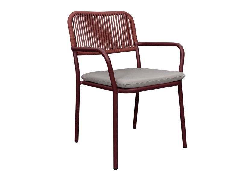 Стул Дэйкер Рогожка Бежевый/Бордовый