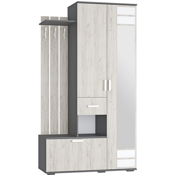 Прихожая БТС Лира ПР-04, Графит, Дуб крафт белый