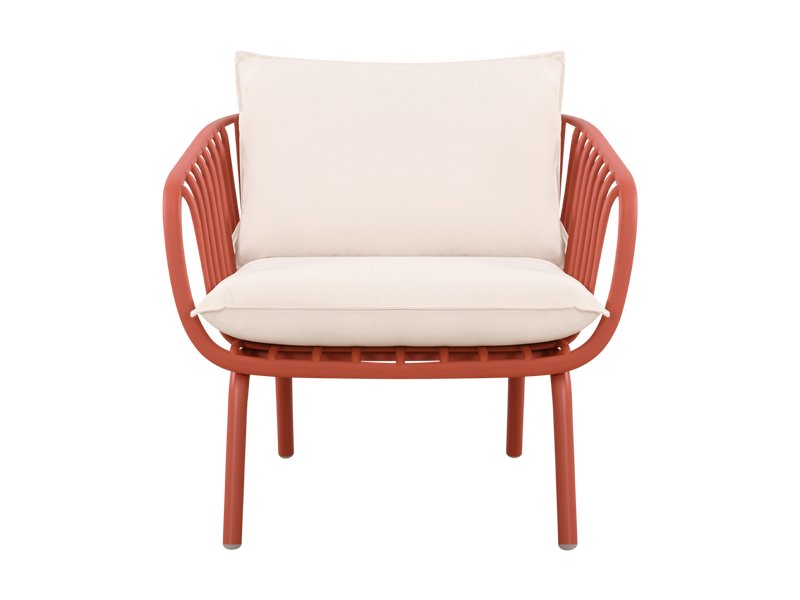 Кресло Франс Рогожка Белый/Терракотовый