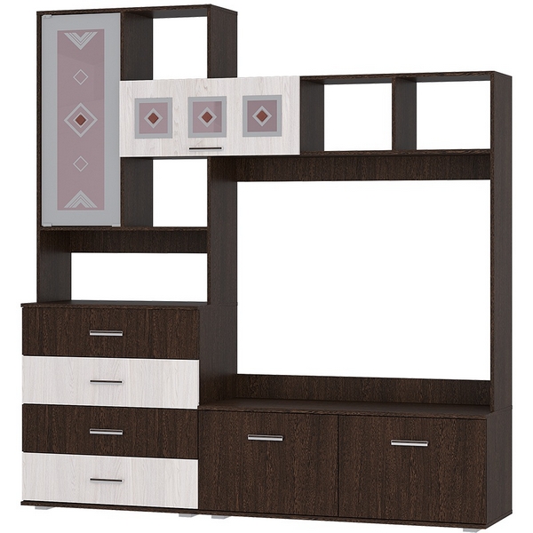 Стенка в гостиную БТС Белла, венге/ясень белый