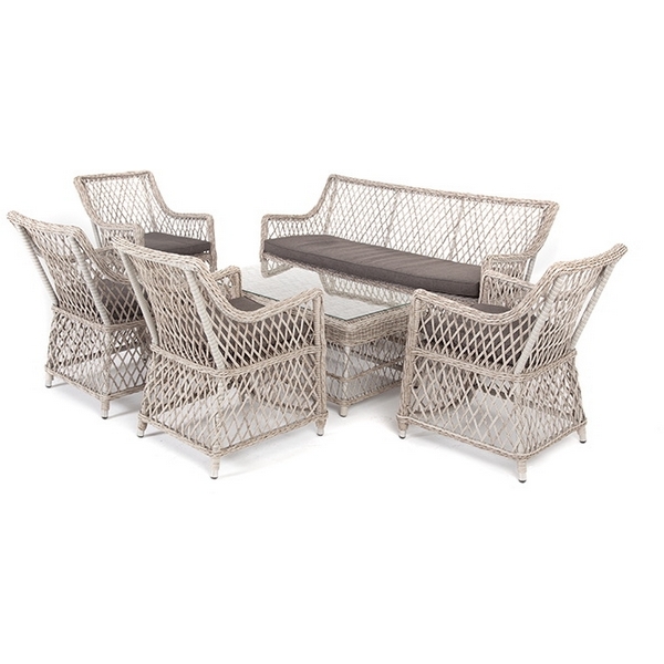 Лаунж-зона из искусственного ротанга на 6 персоны, цвет бежевый 4SIS Асти AS2C4JT-6-SET beige