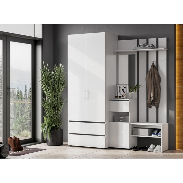 Прихожая Woodville Валенсия комплектация 1 белый текстурный