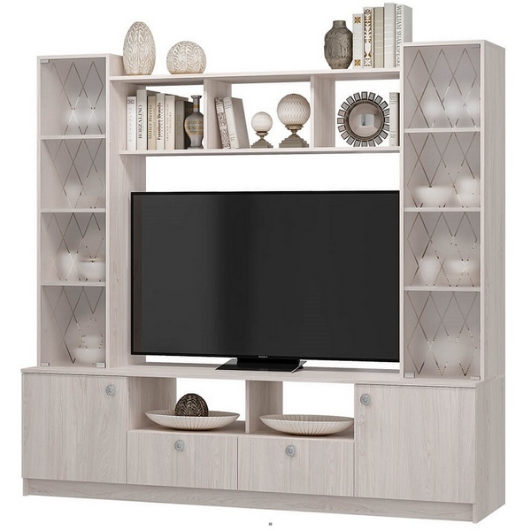 Стенка в гостиную БТС Зарина ЦС-01, ясень белый