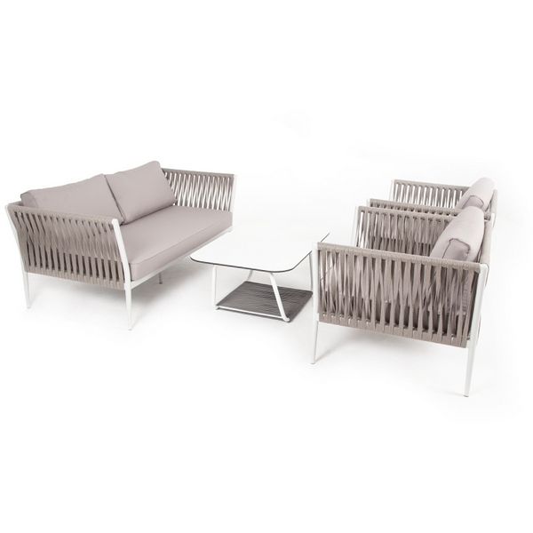 Лаунж-зона плетеная из роупа 4-местная, цвет серо-коричневый 4SIS Касабланка KASS2C2T-4-SET