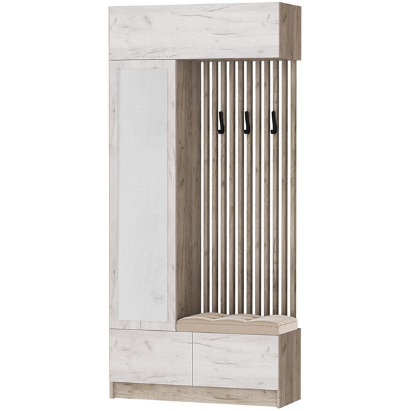 Мини-Прихожая ТЭКС Руэлла, Дуб крафт серый, Дуб крафт белый