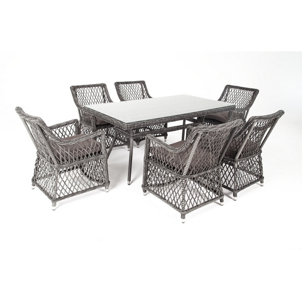 Обеденная группа плетеная, цвет графит 4SIS Латте LC6T-7-SET graphite