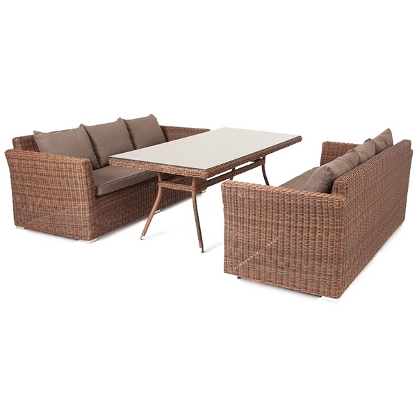 Обеденная группа из искусственного ротанга, цвет коричневый 4SIS Мокко Дабл MDS3S3C2T-5-SET brown