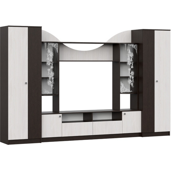 Стенка Арника в гостиную МГС 8, дуб венге/ясень анкор светлый