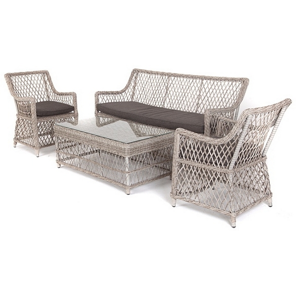 Лаунж-зона из искусственного ротанга на 4 персоны, цвет бежевый 4SIS Асти AS2C2JT-4-SET beige