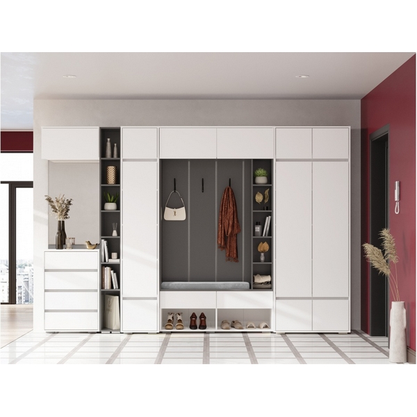 Прихожая Woodville Роут белый / графит комплектация 2