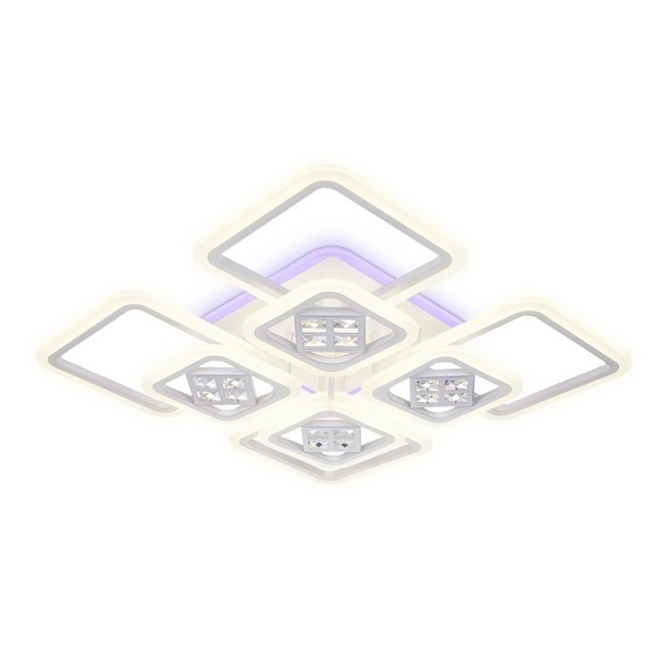 Потолочная люстра с квадратным плафоном светодиодная с пультом регулировкой яркости и цветовой температуры ночным режимом Ambrella Acrylica Ice FA289 (Умный дом)