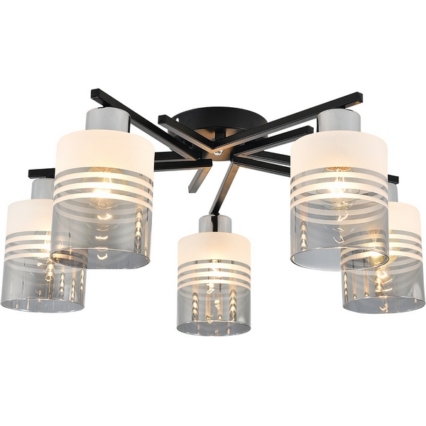 Потолочная люстра Escada Torenia 1132/5P 5x60Вт E27, металл/стекло, черный/хром, матовый/дымчатый