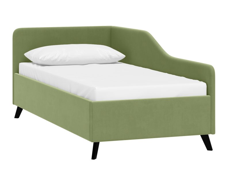 Кровать Лория 120 Велюр Оливковый