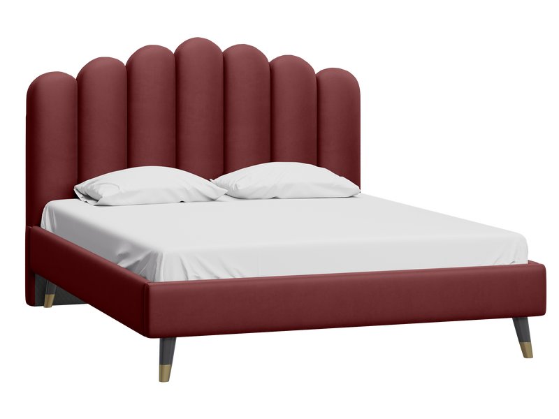 Кровать Лиель 160 Велюр Бордовый