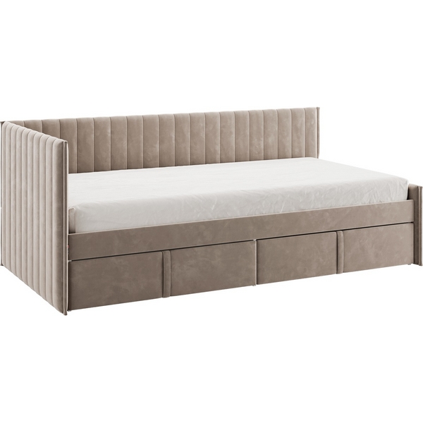 Кровать с ящиками Твикс (Тахта) 90х200 см Mebelson (ДСП,Велюр/Латте) арт.171564,2763