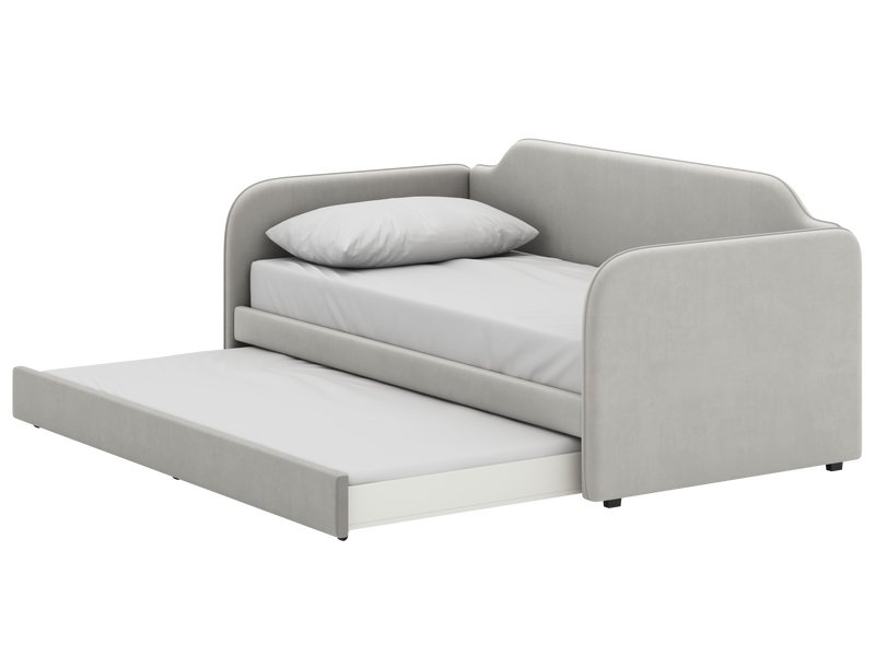 Кровать выдвижная детская Велди 90 Велюр Серый