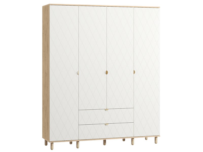 Распашной шкаф Теджонс 4-185x224 Ромб Белый/Дуб Ирландский
