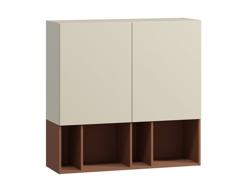 Шкаф навесной Энзо 2-106x104 Светло-бежевый/Терракотовый