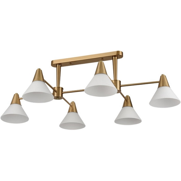 Потолочная люстра на штанге Lumion Corne 8113/6 латунь/белый, металл/стекло E27 6*60W 220V