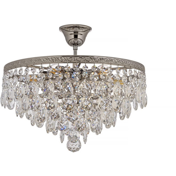 Потолочная люстра хрустальная на штанге Arti Lampadari Castellana Nickel Castellana E 1.3.30.608 N