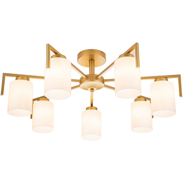 Потолочная люстра для гостиной в стиле модерн на штанге Escada Style 1142/7P Gold 7х60Вт E27, металл/стекло, золото