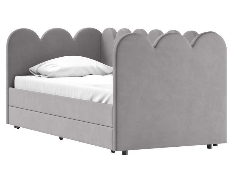 Детская кровать Табби 90 Велюр Светло-серый