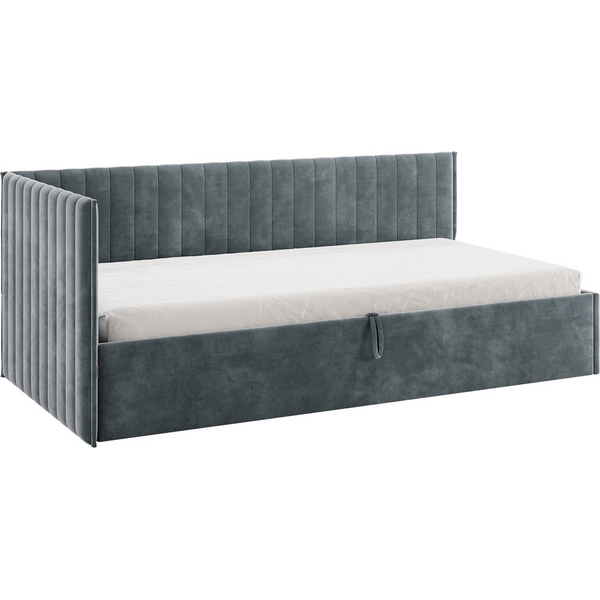 Тахкта-кровать с подъемным механизмом Твикс 90х200 см Mebelson (ДСП,Велюр/Графит) арт.170631,2171