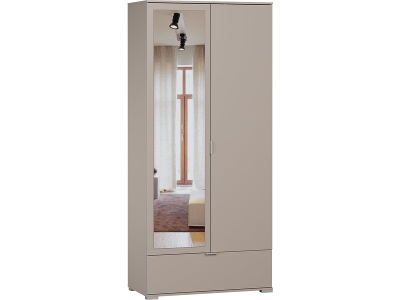 Распашной шкаф Стелла 2.1-100x220 Латте с зеркалом